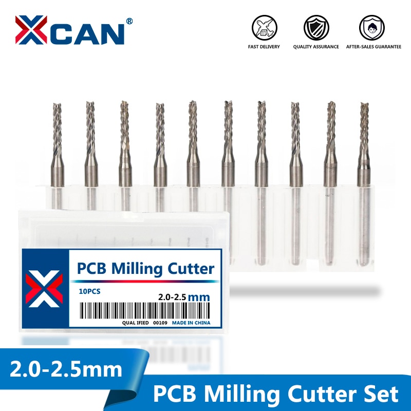 PCB 밀링 커터 2.0/2.1/2.3/2.4/2.5mm 옥수수 라우터 비트, 텅스텐 카바이드 미니 CNC 조각 비트 엔드 밀, 10 피스